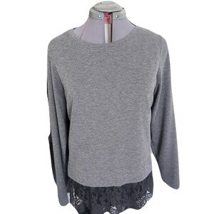 Simply Vera Vera Wang Gray Sweatshirt with Lace Detail